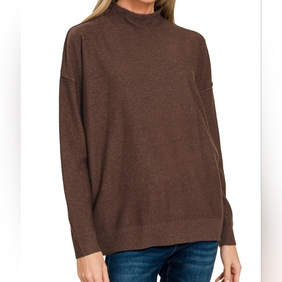 #806 🛑048 S,M,L FABULOUS VISCOSE MOCK NECK EXPOSED SEAM SWEATER TOP - Picture 1 of 1